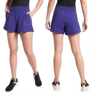 Athleta Textured Brooklyn‎ Poseidon Blue Purple Shorts Zip Pockets Size 8 Summer